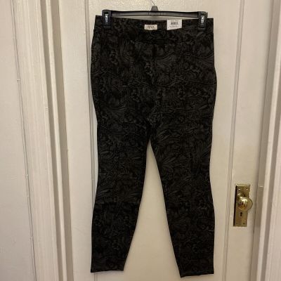 Style & Co. Floral Ponte-Knit Leggings Deep Black Combo NWT